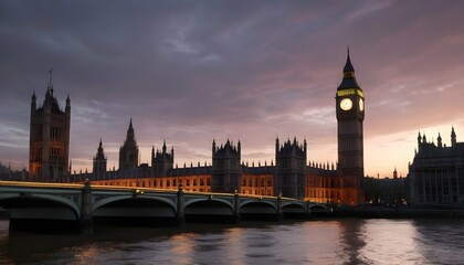 Fototapeta na wymiar Breathtaking Twilight At The Palace Of Westminster