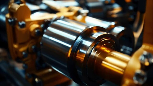 A closeup of a hydraulic cylinder in motion with the smooth movement and lack of squeaking or grinding noises demonstrating the effective lubrication provided by hydraulic
