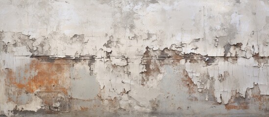 An art piece depicting a waterlogged landscape with peeling paint on a wooden wall, showcasing the natural beauty of wetlands and erosion