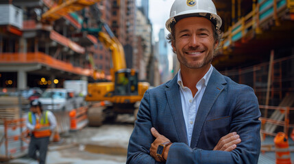 
Una fotografía de portada que muestra a un contratista en construcción sonriendo con confianza