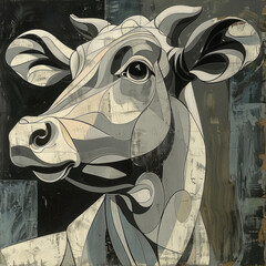 Ilustración de una vaca subrealista