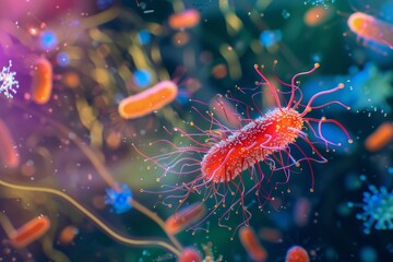 Obraz premium Microbiological organisms under microscope