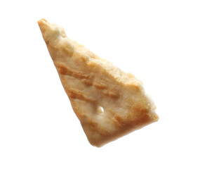 Piece of tasty cracker isolated on white