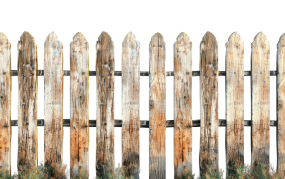 Wooden Palisade isolated on transparent Background