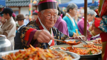 Jeong-Wol Dae-Bo-Reum celebrations, traditional delicacies and reflection. - obrazy, fototapety, plakaty