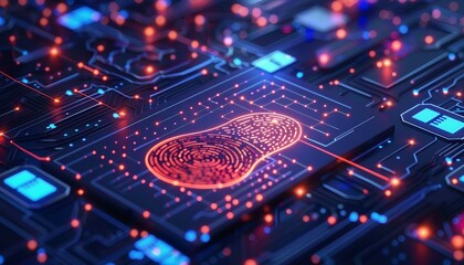 Fototapeta premium Secure Identity Verification Process, secure identity verification with an image showing biometric authentication methods like fingerprint scanning or facial recognition, AI