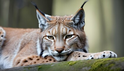A Lynx With Its Eyes Closed Enjoying A Moment Of