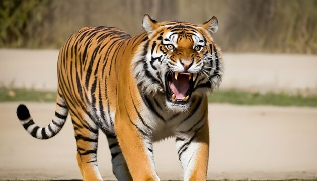 A Tiger Roaring To Announce Its Presence