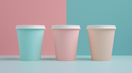 Obraz premium Keep your branding cohesive with these matching disposable cups featuring a minimalist and sleek design that will make your logo pop.