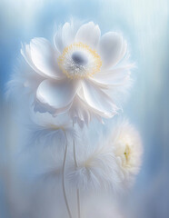Pastelowy biały makro kwiat