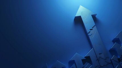 Arrow up growing on blue background