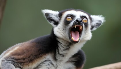 A Lemur With Its Mouth Open Panting To Cool Down