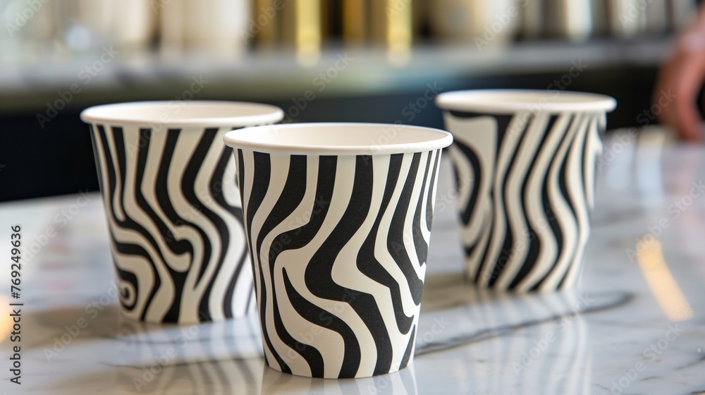 Poster make a statement with these unique and eyecatching disposable cups showcasing a funky and modern des