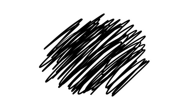 手書きの斜めの落書き・なぐり書き・スクラッチのイメージの線のコマ送りアニメーション　モザイクなど　10秒・ループ　白背景・黒線