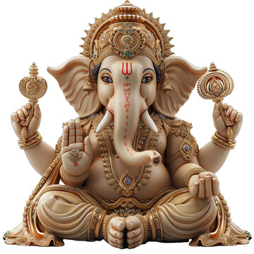 hindu god Ganesh elephant in India Diwali isolated on white