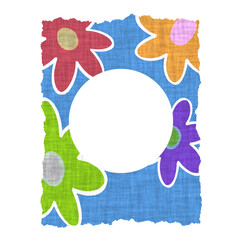 cloth frame with flowers - pattern you might find on a 50's - 70's house dress or bolt of cloth in a fabric store - retro  - 769251409