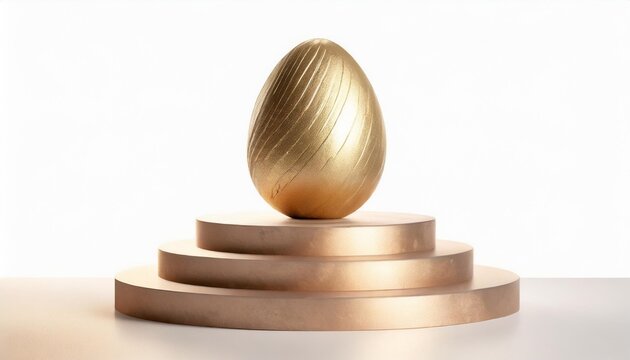 luxury easter egg with gold decorated on podium stage isolated white backgroundd image