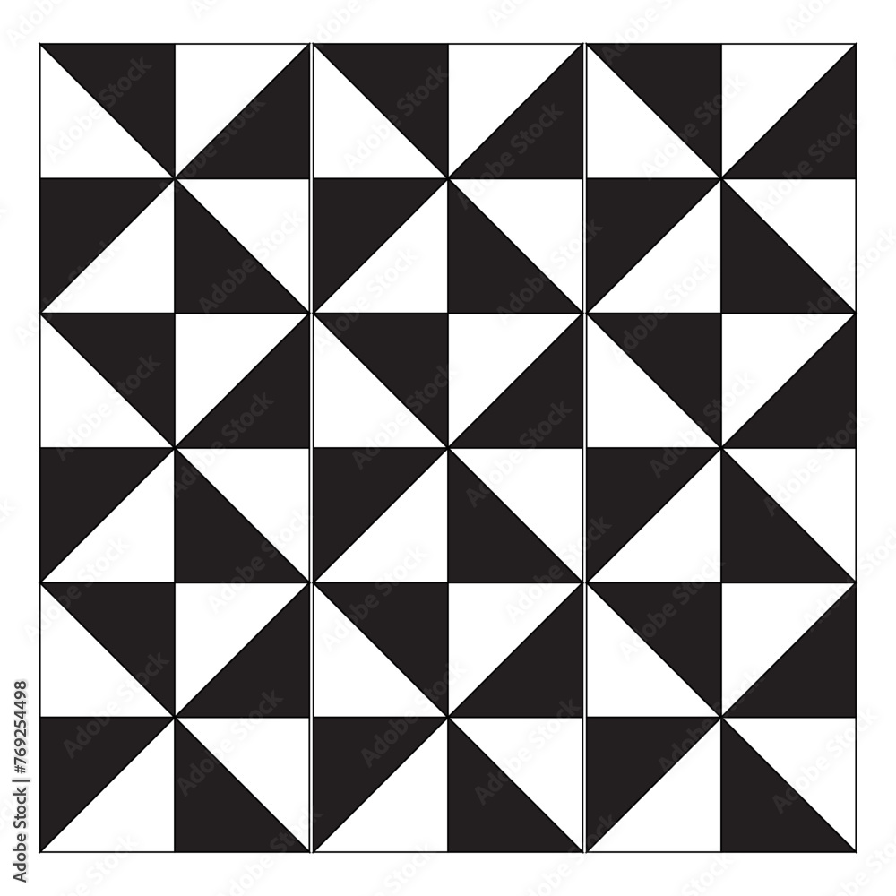 Poster geometric black and white tile pattern with abstract triangles. vector illustration. eps 10.