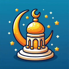 Cute Mosque and moon