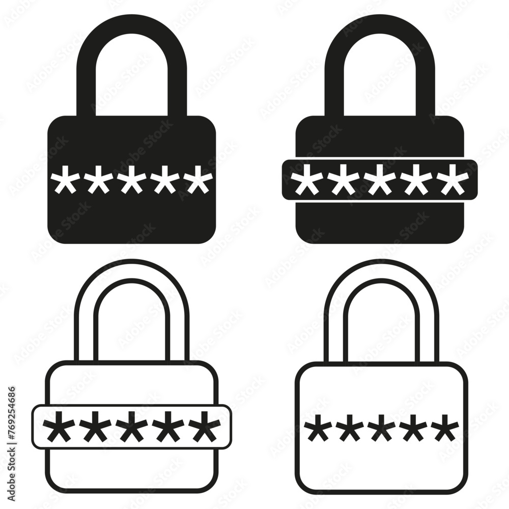 Poster black and white lock icons. security symbols design. security sign integration. contrasting color sc
