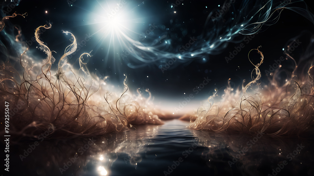 Aufkleber create an ethereal abstract background with delicate wisps and tendrils intertwining in soft, muted 