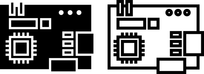 computer processor icon, sign, or symbol in glyph and line style isolated on transparent background. Vector illustration