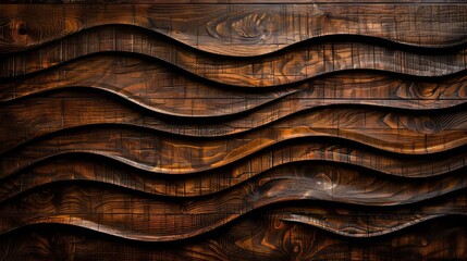 Organic wooden waves  abstract closeup of detailed brown wood art background texture