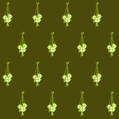 Ketupat Islamic Indonesia Food Vector Seamless Pattern