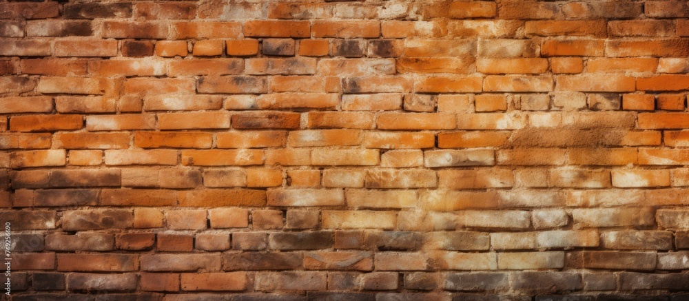 Aufkleber a closeup image of a brown brick wall showcasing the intricate patterns of the brickwork. the blurre
