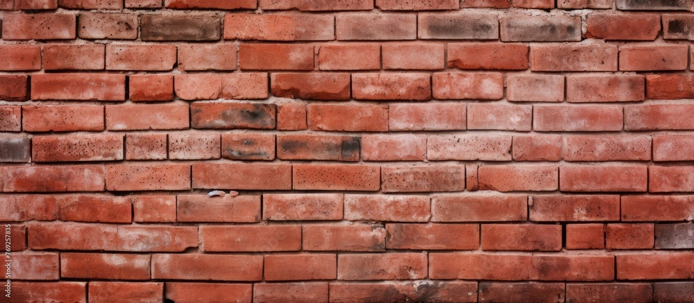 Poster a detailed closeup of a brown brick wall with numerous bricks arranged in rectangular patterns. the 