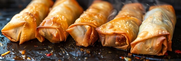 Crispy and delicious deep fried vegetable spring rolls, golden and irresistibly tasty