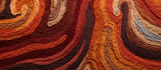 Foto op Plexiglas A close up of a vibrant painting with a swirling pattern in shades of orange and peach on wood. The artwork captures a natural landscape in an artistic and visually captivating way © TheWaterMeloonProjec