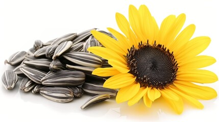 Fototapeta premium Sunflower seeds isolated on white background for clear presentation and perfect search relevance