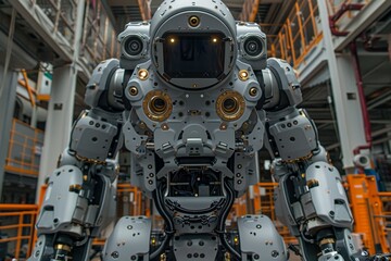 A highly detailed image of a futuristic humanoid robot with intricate mechanical design and artificial intelligence concept