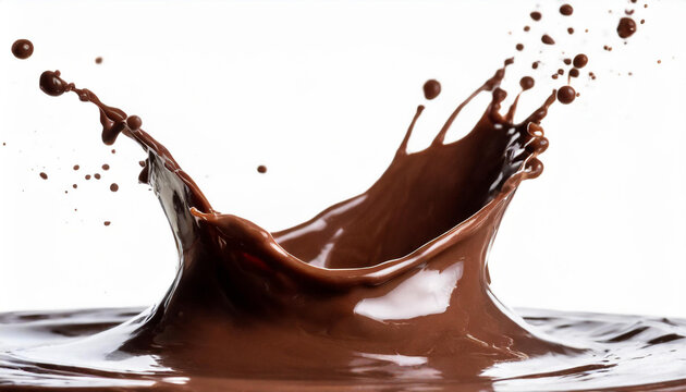 Chocolate splash isolated on white background; food photography; creamy mascarpone texture