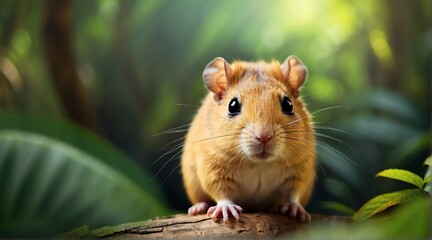 A gerbil in jungle forest background from Generative AI