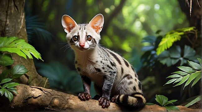 A Genet in jungle forest background from Generative AI