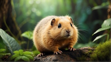 A lemming in jungle forest background from Generative AI