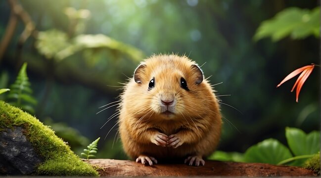 A lemming in jungle forest background from Generative AI