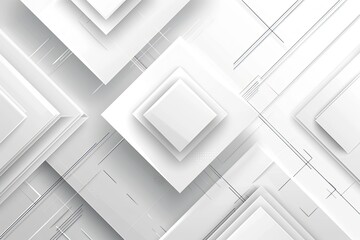 Abstract white and gray gradient geometric square with lighting and shadow background. Modern futuristic wide banner design