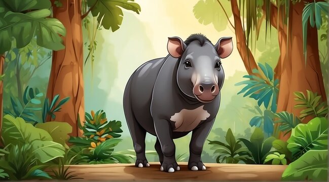A tapir in jungle forest background from Generative AI