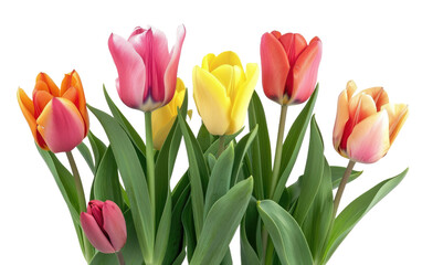 Tulip Blossom Bouquets isolated on transparent Background