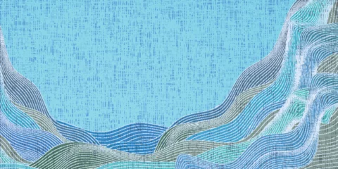 Rolgordijnen 青　和柄　波　背景  © J BOY