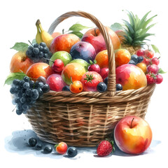 A basket overflowing with fresh fruits.