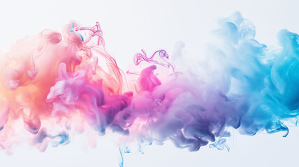 Colorful of blue, pink and purple ink drop in the water exploding splashes on isolated white