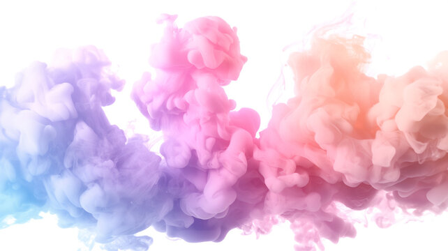 Colorful ink drop in the water exploding splashes on isolated white