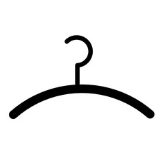 black clothes hanger icon isolated on white background