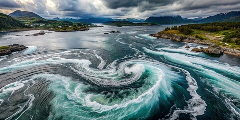 Waves of Water of River and Sea Meet Each Other as Nature Background