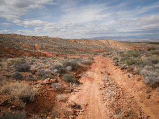 Rocky off roading trail in red deserrt in St. George Utah