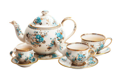 Elegant Antique Tea Service Items isolated on transparent Background